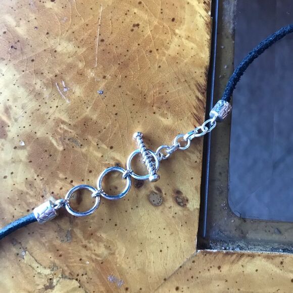 White Buffalo Turquoise Sterling Silver Leather Necklace - Picture 6 of 8